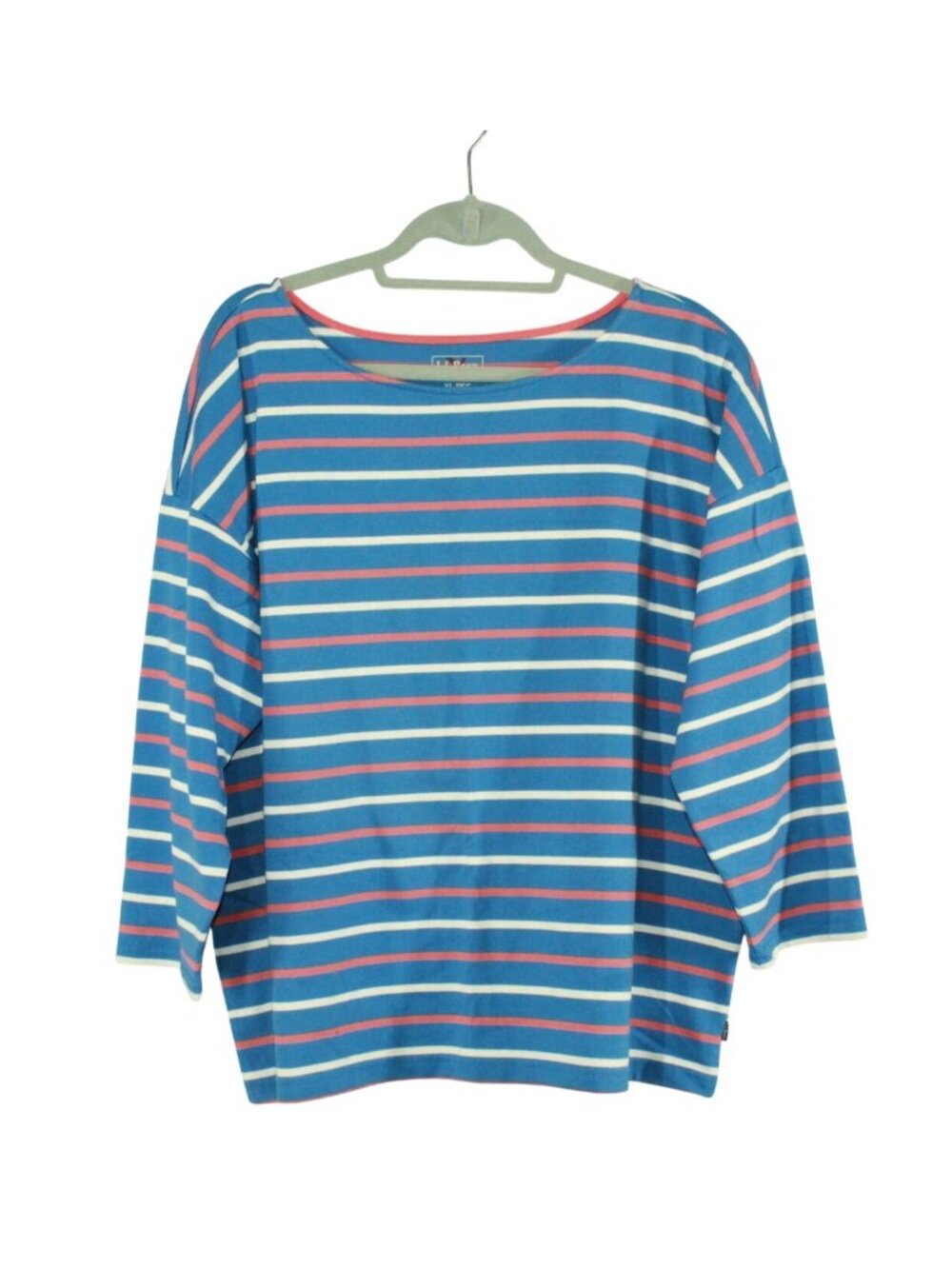 LL Bean Women's Heritage Mariner Boatneck Three Quarter Sleeve Stripe Top XL